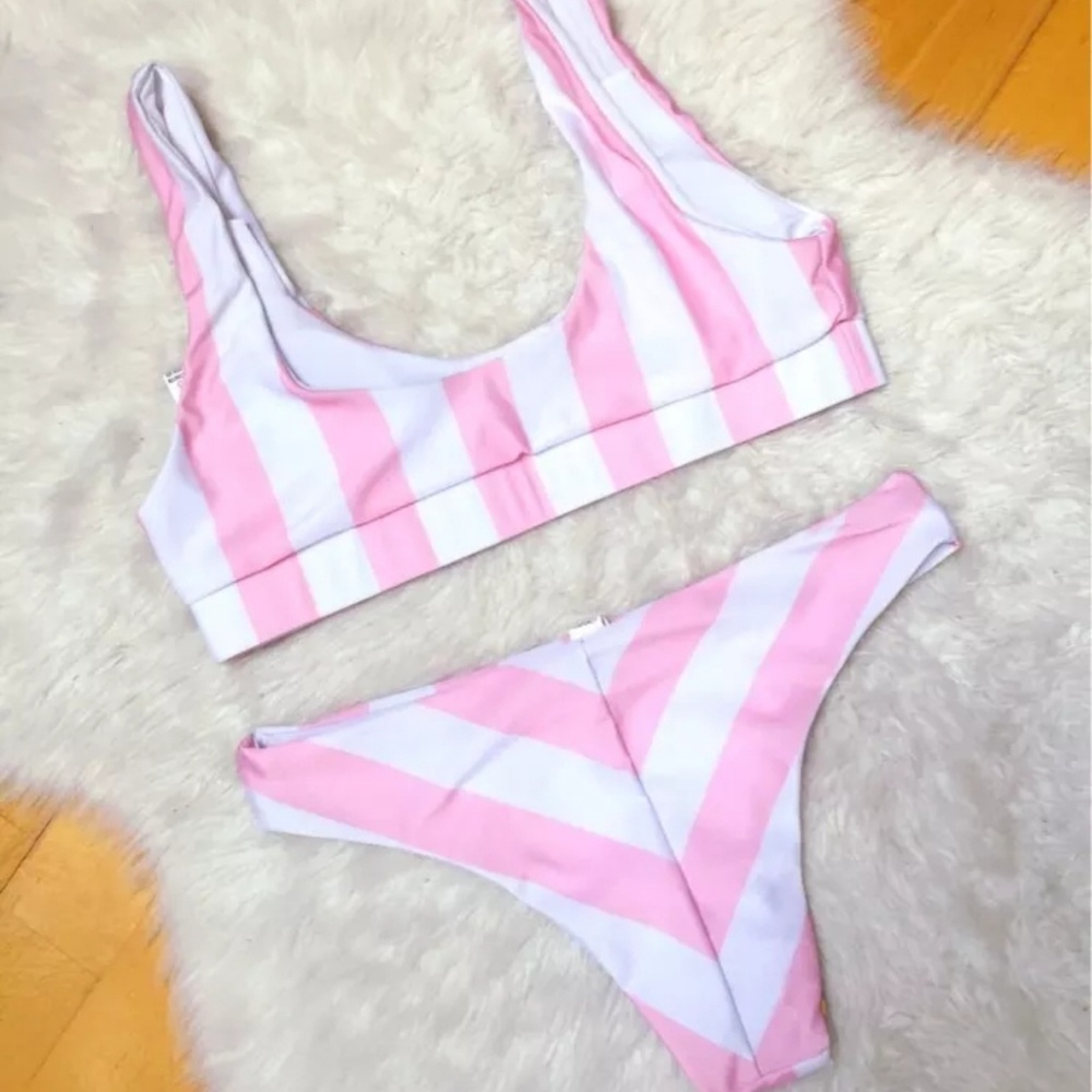 Pink/white or blue/white Striped swimsuit. - Picture 4 of 4